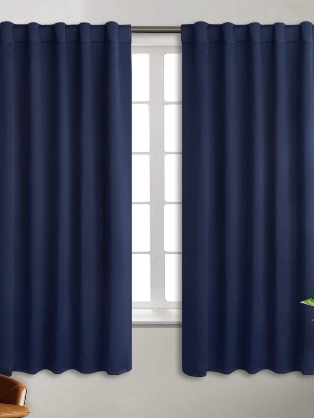 Navy Blue Blackout Curtains 63 Inch Length for Bedroom, 2 Panels